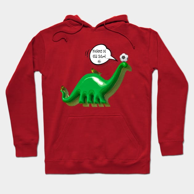 Soccer- Dino and birds kicking it old school Hoodie by aadventures